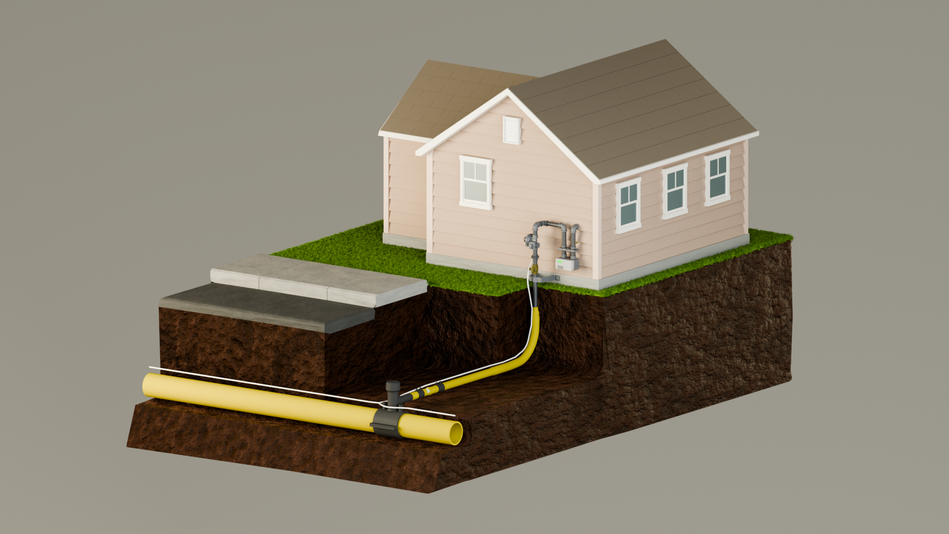 Residential Gas System Isometric 3D Render