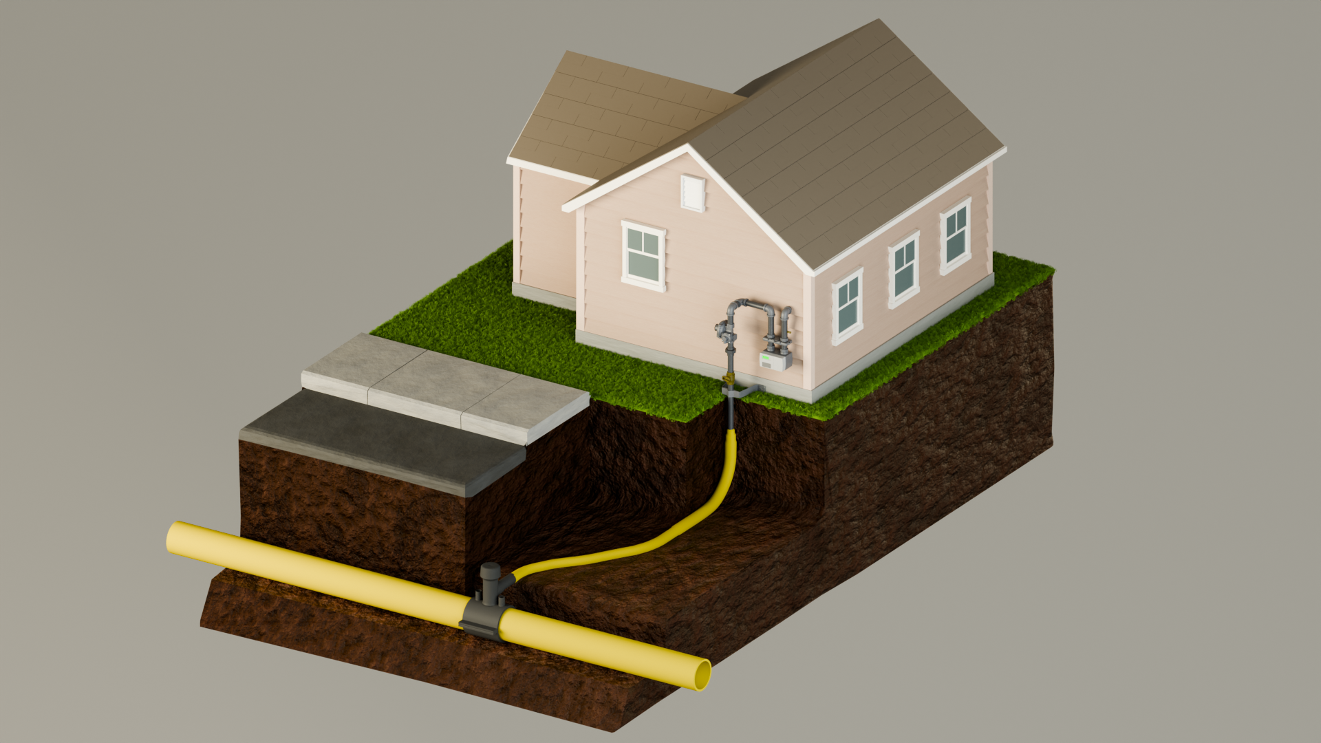 Residential Gas System Isometric 3D Render
